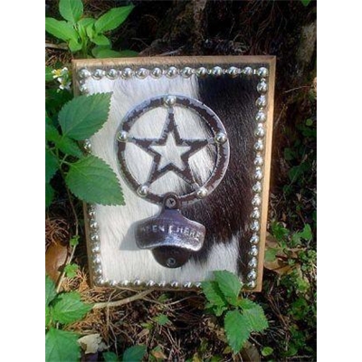 Western Cowhide Star Wall Bottle Opener